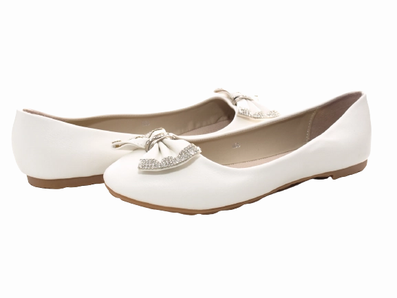 Damen Slipper Halbschuhe Ballerina Loafer Mokassins Slip On Flats Freizeit White # 38 Flat Leather Loafers