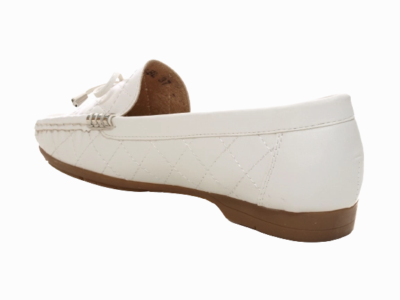 Damen Slipper Halbschuhe Ballerina Loafer Mokassins Slip On Flats Freizeit White # 480 Penny Loafers With Shorts
