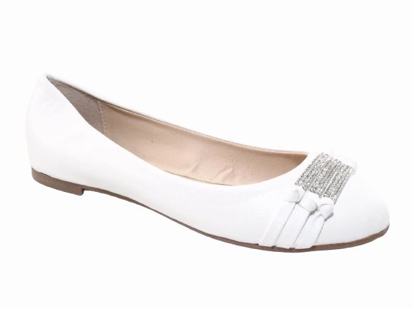 Loafers Amina Damen Slipper Halbschuhe Ballerina Loafer Mokassins Slip On Flats Freizeit White # 8382-7