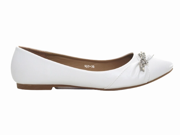 Damen Slipper Halbschuhe Ballerina Loafer Mokassins Slip On Flats Freizeit White # 901-36 Dutch Loafers