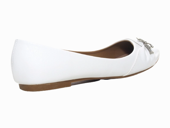 Damen Slipper Halbschuhe Ballerina Loafer Mokassins Slip On Flats Freizeit White # 901-36 Shell Cordovan Loafers