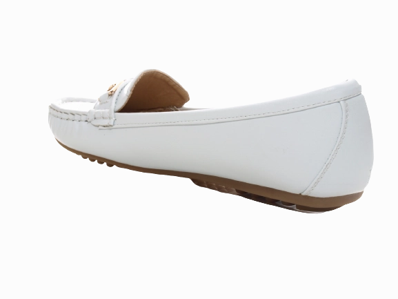 Damen Slipper Halbschuhe Ballerina Loafer Mokassins Slip On Flats Freizeit White # 954 Penny Loafers Wedding