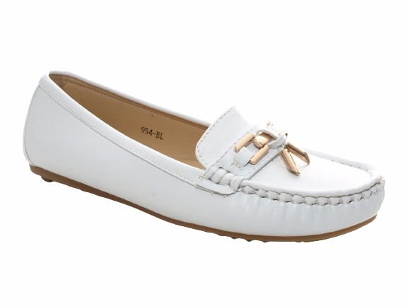 Loafers Office Shoes Damen Slipper Halbschuhe Ballerina Loafer Mokassins Slip On Flats Freizeit White # 954