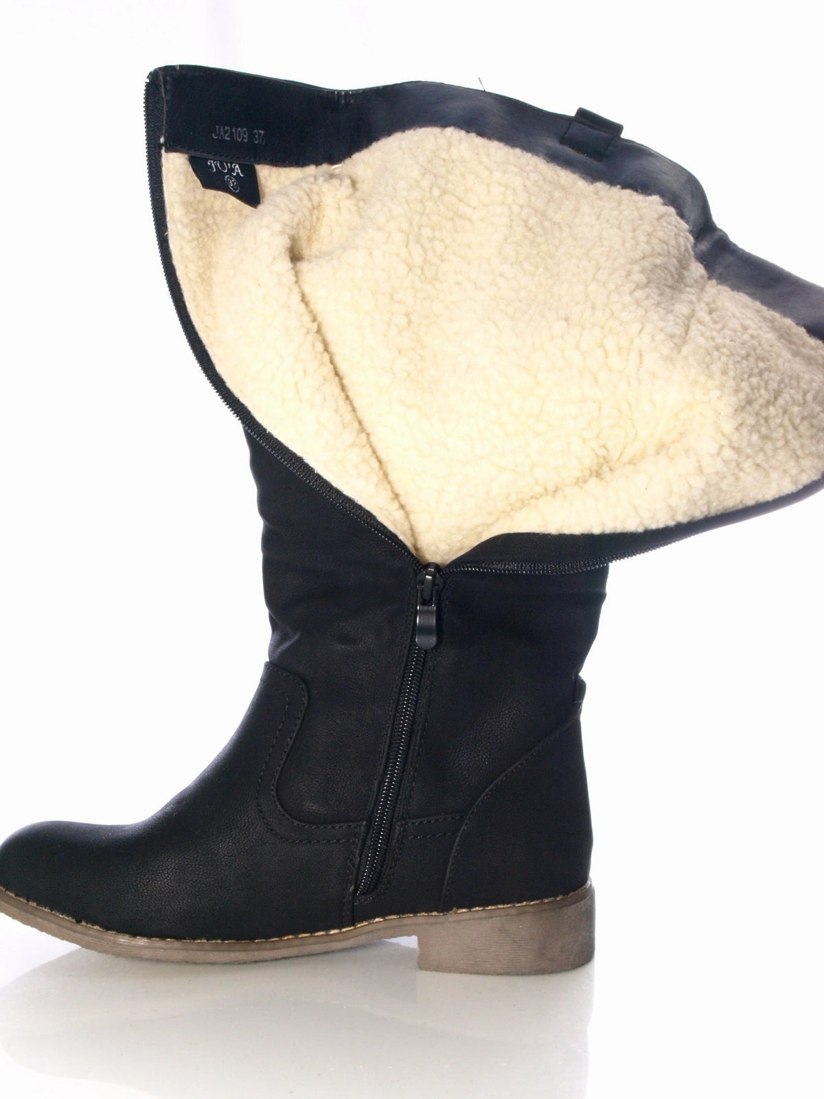 Damen Stiefel Boots Outdoor Winterboots warm gefttert Black # 2109 Wildleder Stiefel Overknee