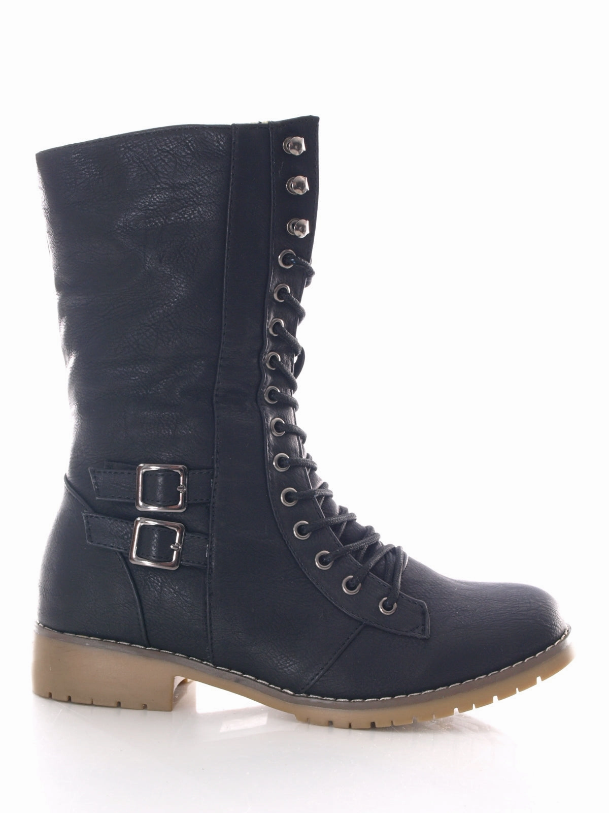 Damen Stiefel Schnrr Boots Outdoor Winterboots warm gefttert Black # 3006 Overknee Stiefel Wildleder Optik