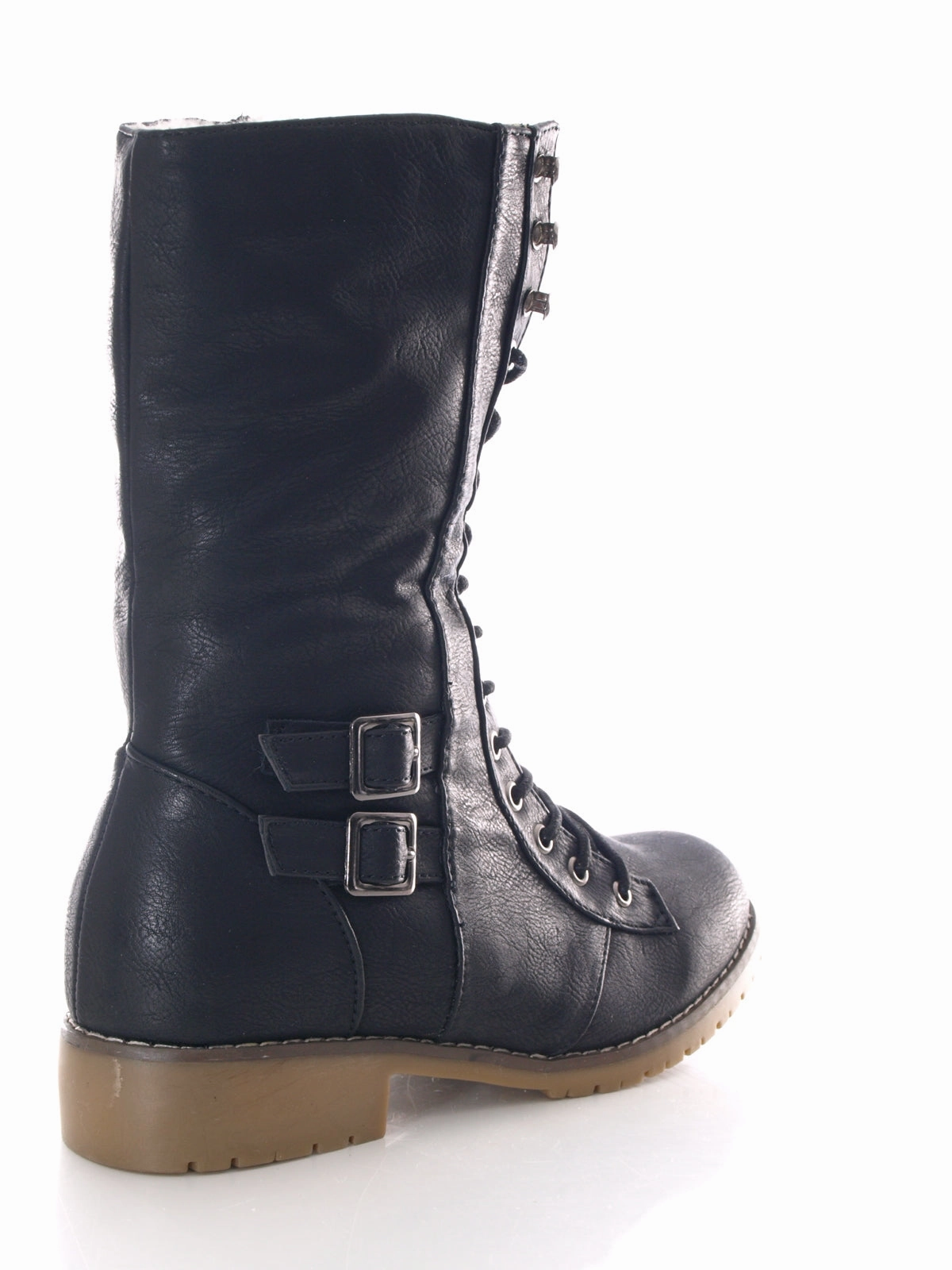 Damen Stiefel Schnrr Boots Outdoor Winterboots warm gefttert Black # 3006 Antike Stiefel
