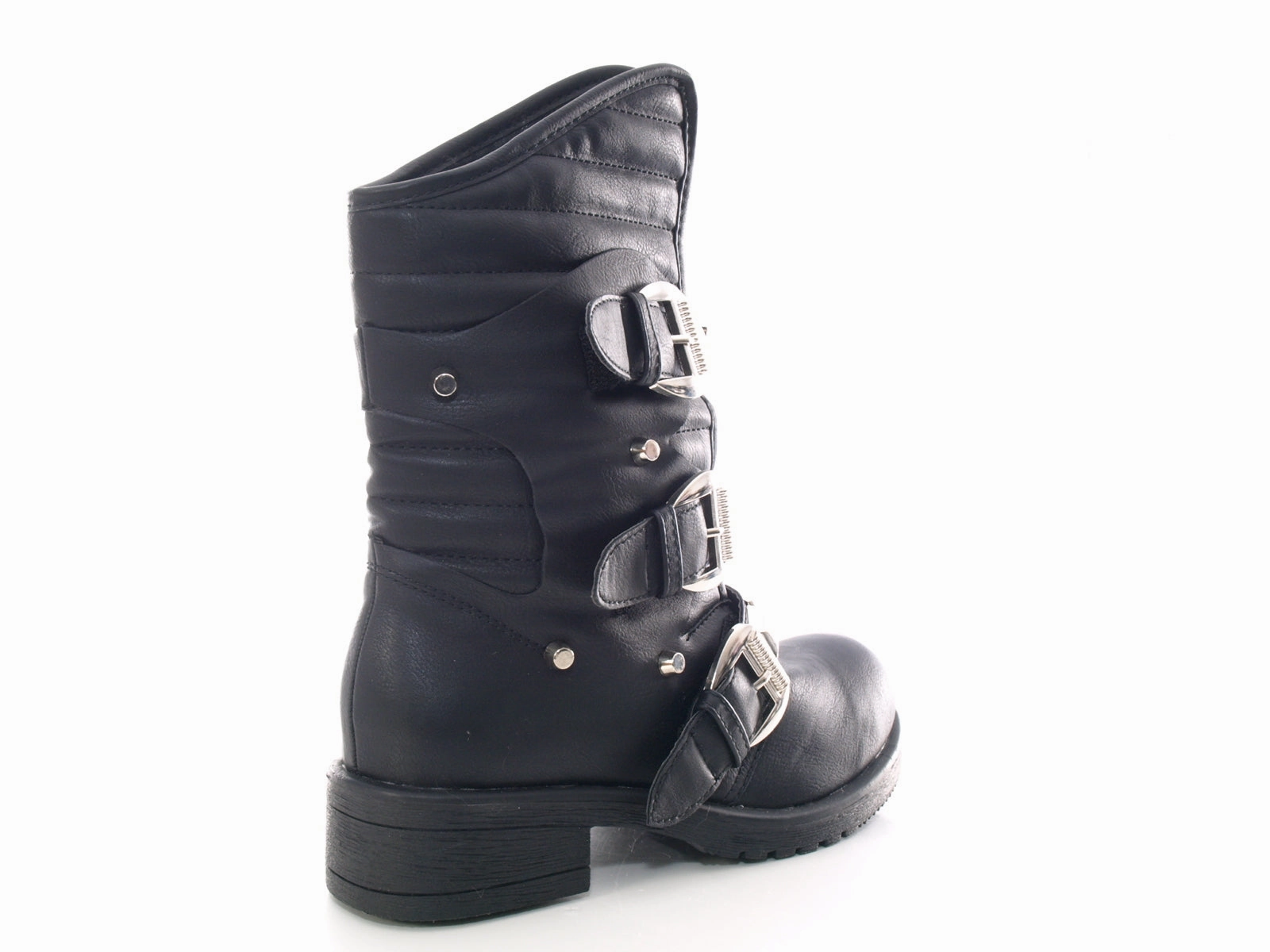 Damen Stiefel Winterstiefel Boots Biker Boots warm gefttert Black # 66-90 Stiefel Mit Stickerei