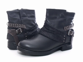 Water Resistant Ankle Boots Damen Stiefeletten Biker Boots Outdoor Winterboots warm gefttert Black # 283