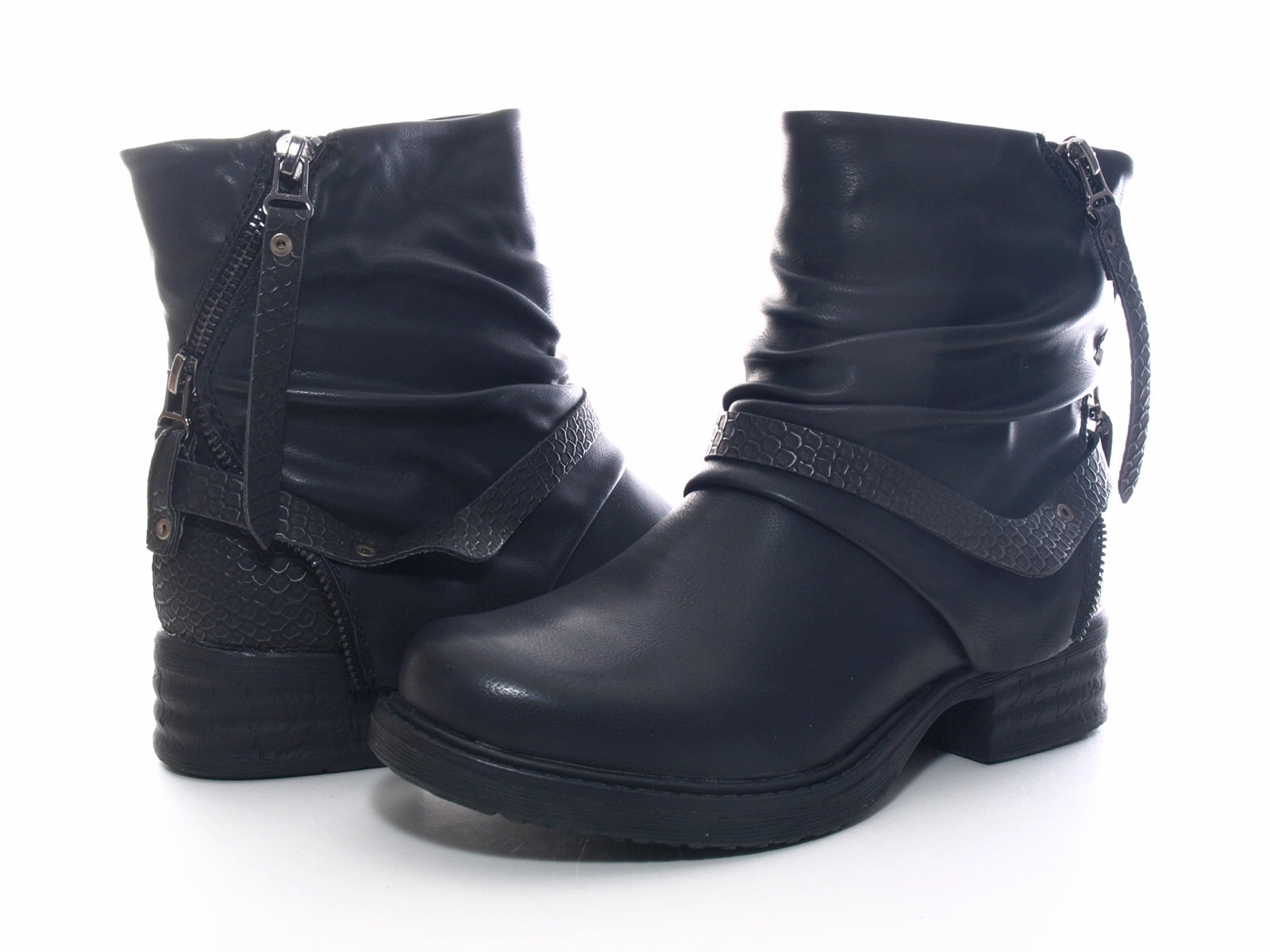 Größe Laufschuhe Damen Stiefeletten Biker Boots Outdoor Winterboots warm gefttert Black # 3062