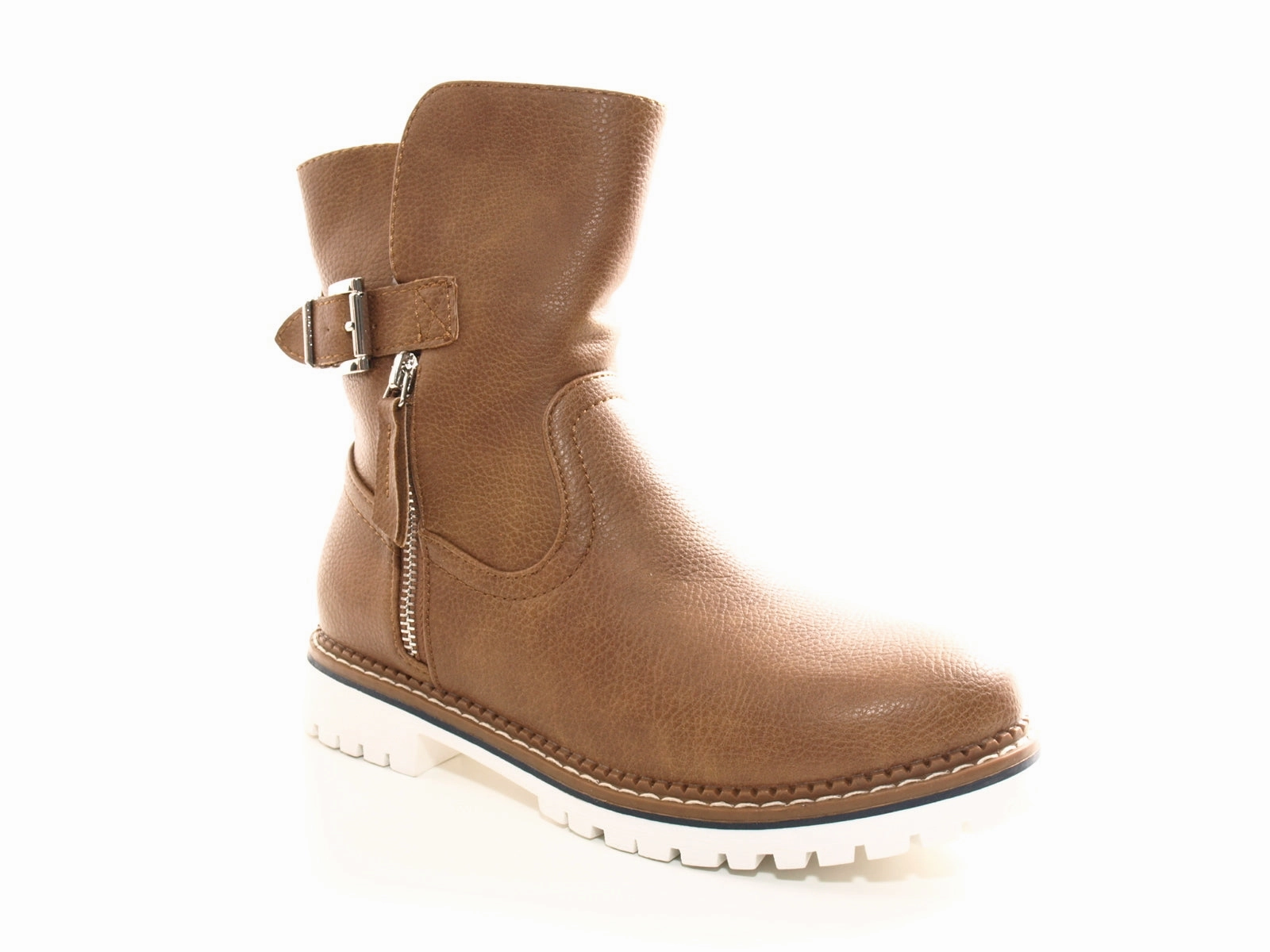 Damen Stiefeletten Biker Boots Outdoor Winterboots warm gefttert Camel # 546 Sicherheitsschuhe Für Küchenbereich