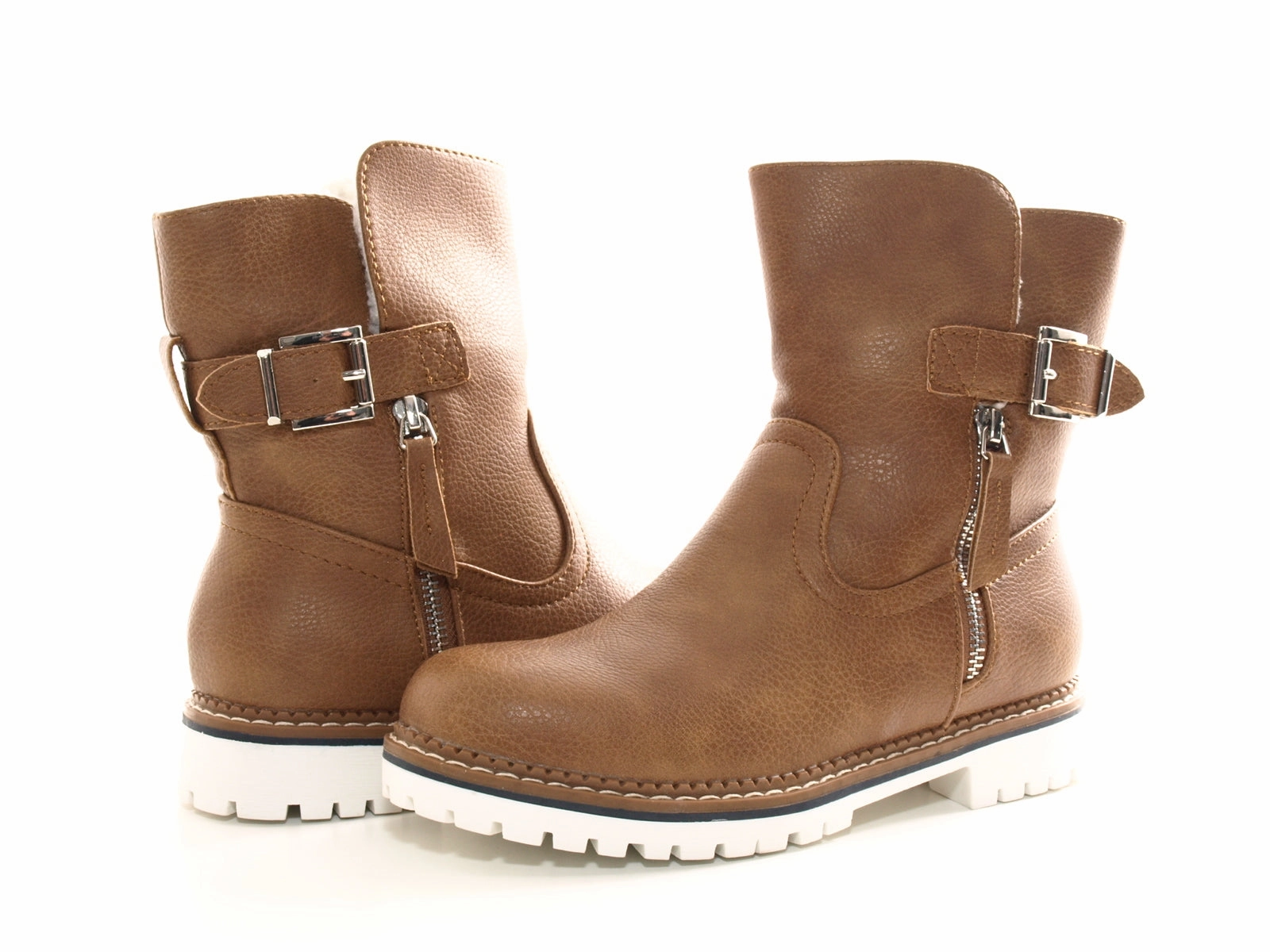 Damen Stiefeletten Biker Boots Outdoor Winterboots warm gefttert Camel # 546 Unfälle Ohne Sicherheitsschuhe