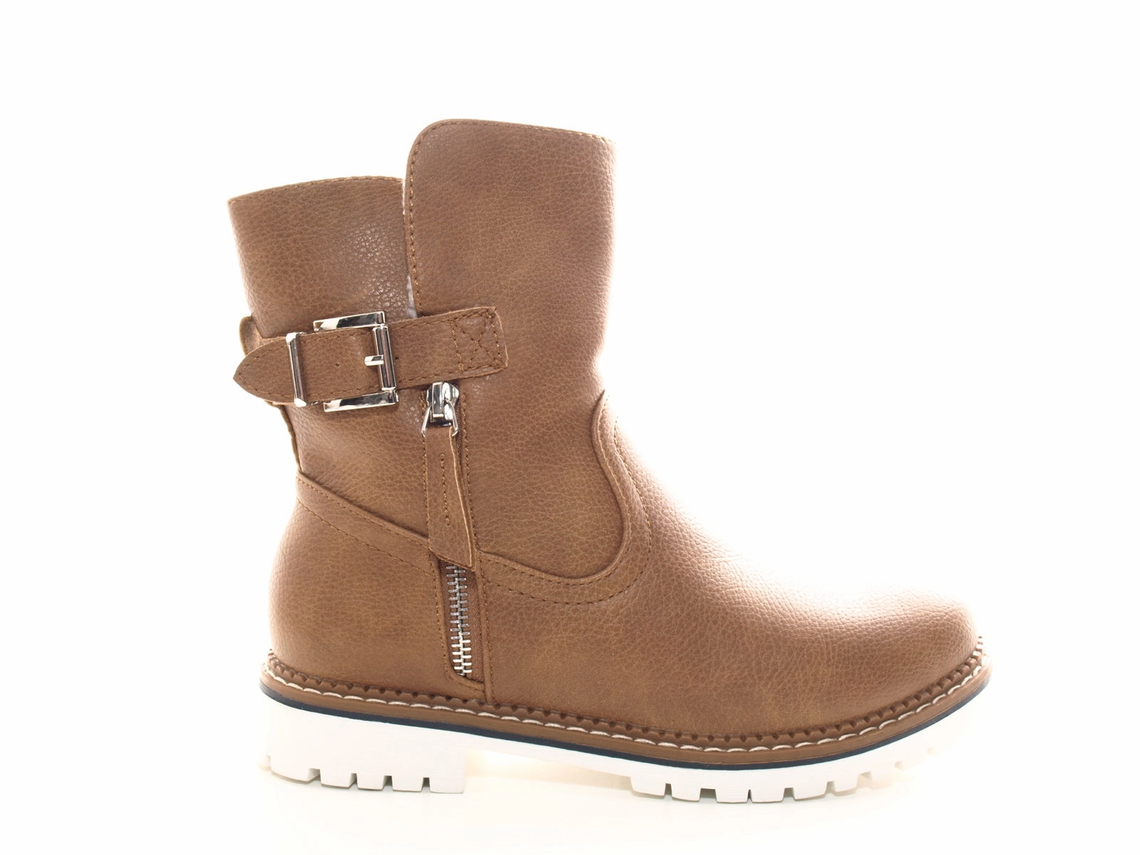 Sicherheitsschuhe Pflicht Veranstaltungstechnik Damen Stiefeletten Biker Boots Outdoor Winterboots warm gefttert Camel # 546