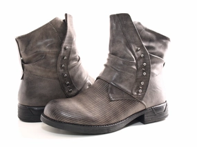 Ankle Boots Kombinieren Damen Stiefeletten Biker Boots Outdoor Winterboots warm gefttert Grey # 936