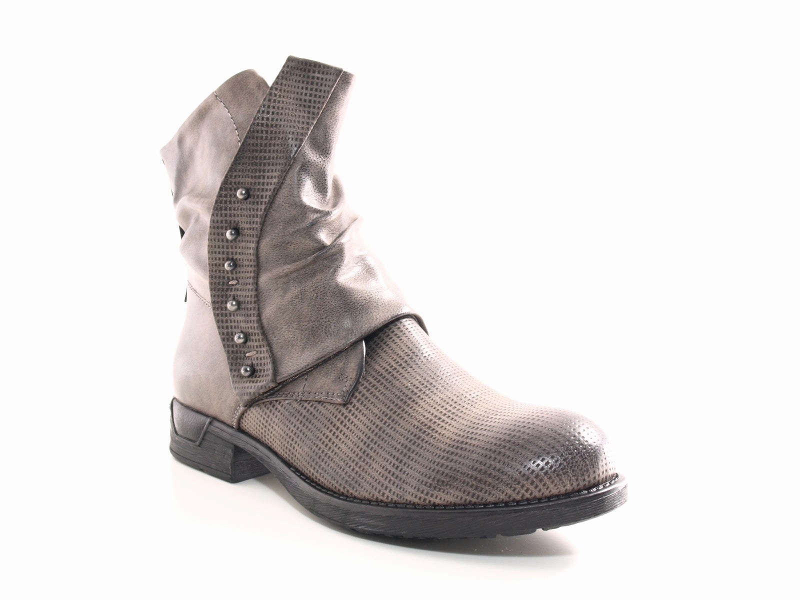 Damen Stiefeletten Biker Boots Outdoor Winterboots warm gefttert Grey # 936 Ankle Boots Heels