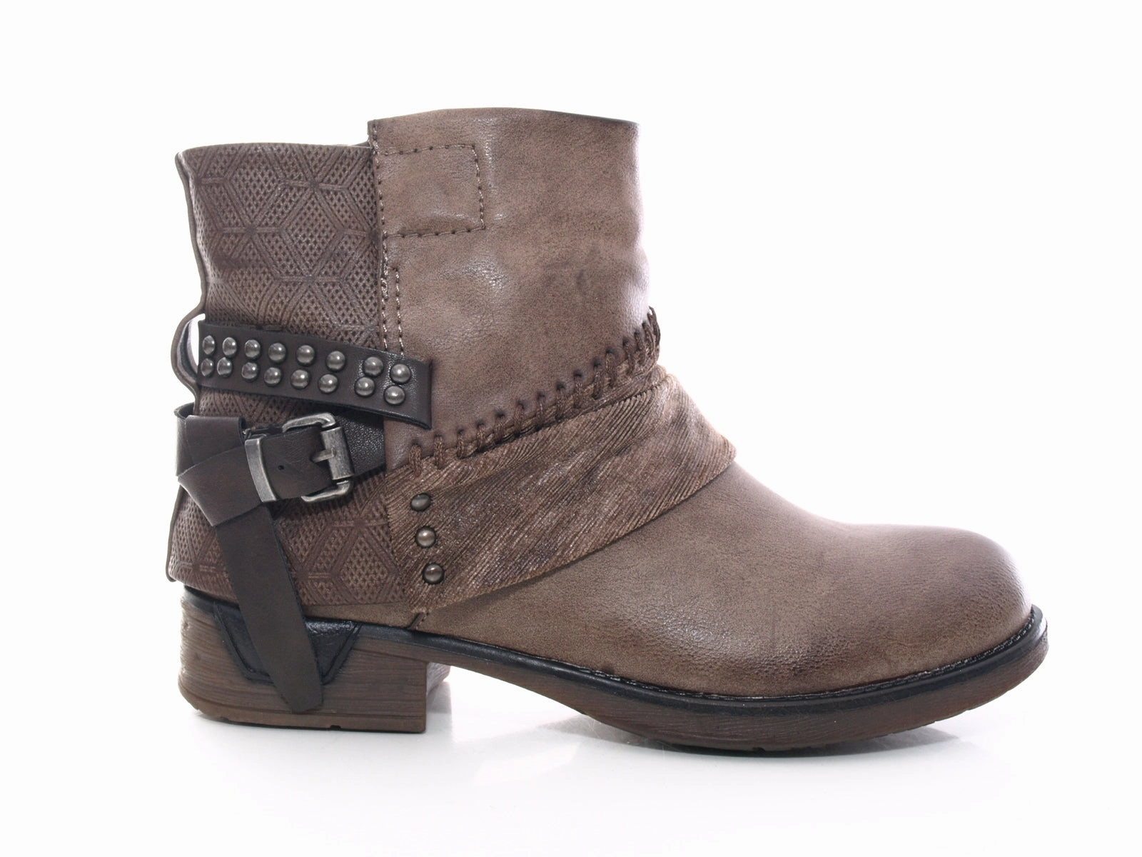 Sicherheitsschuhe Göttingen Damen Stiefeletten Biker Boots Outdoor Winterboots warm gefttert Khaki # 283