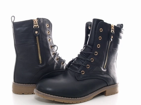 Brown Leather Ankle Boots Damen Stiefeletten Boots Outdoor Winterboots warm gefttert Black # 16