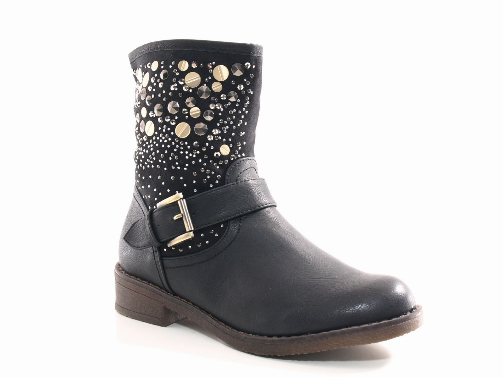 Suede Ankle Boots Casual Style Damen Stiefeletten Boots Outdoor Winterboots warm gefttert Black # 549