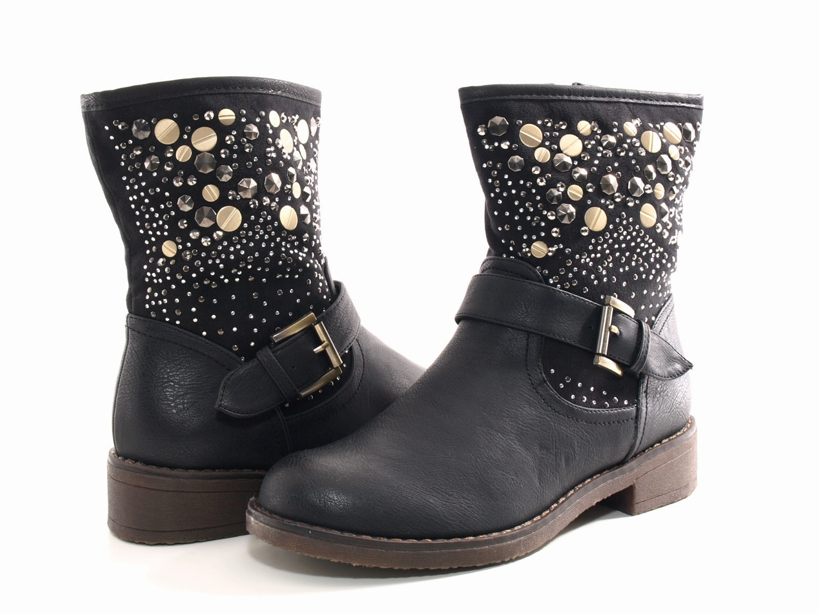 Damen Stiefeletten Boots Outdoor Winterboots warm gefttert Black # 549 Flat Lace Up Ankle Boots Uk