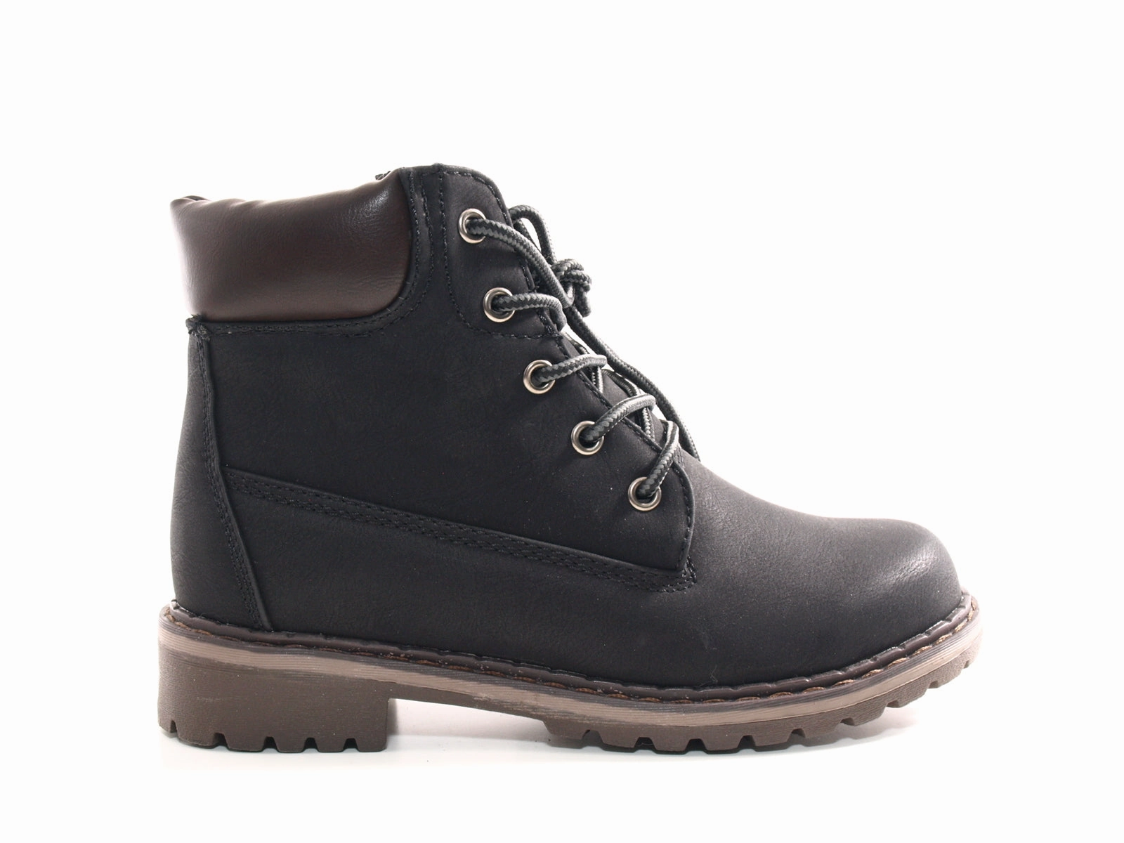 Ankle Boots Leder Flach Damen Stiefeletten Outdoor Winterboots Black # 602