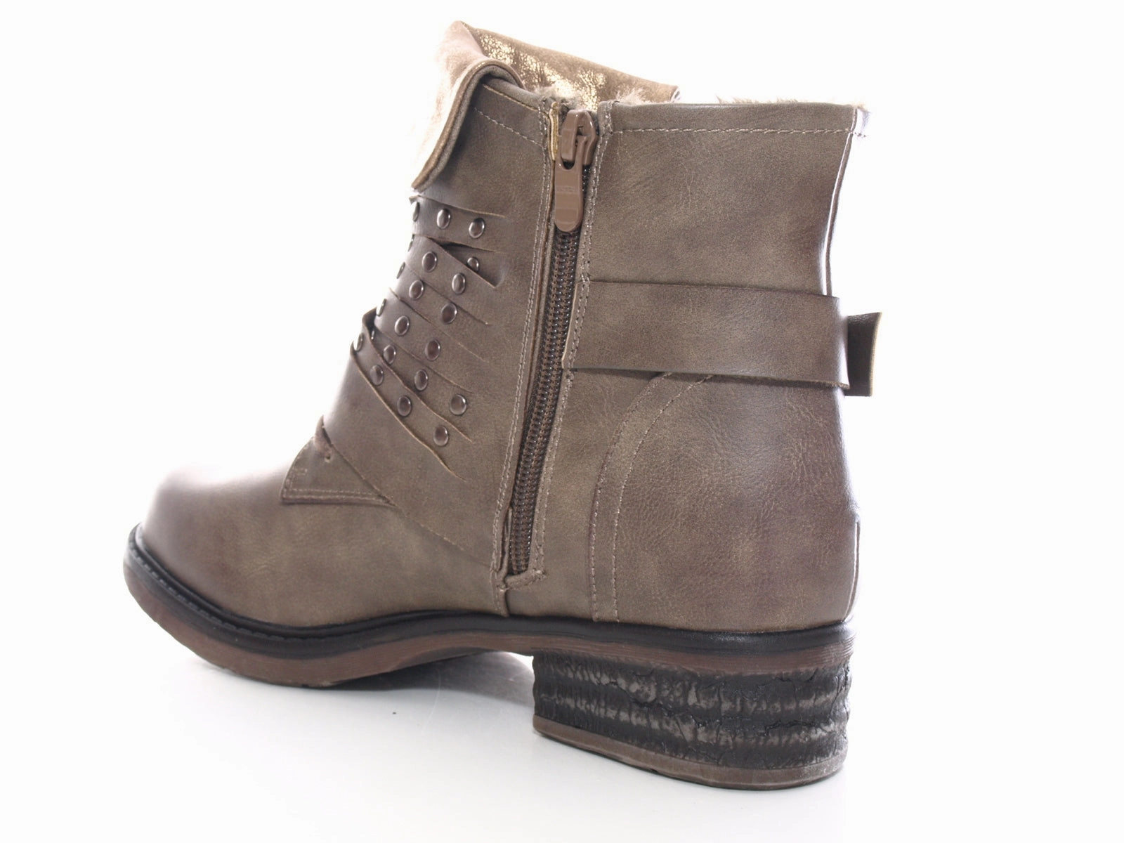 High Heel Ankle Boots Uk Damen Stiefeletten Outdoor Winterboots warm gefttert Khaki # 3061