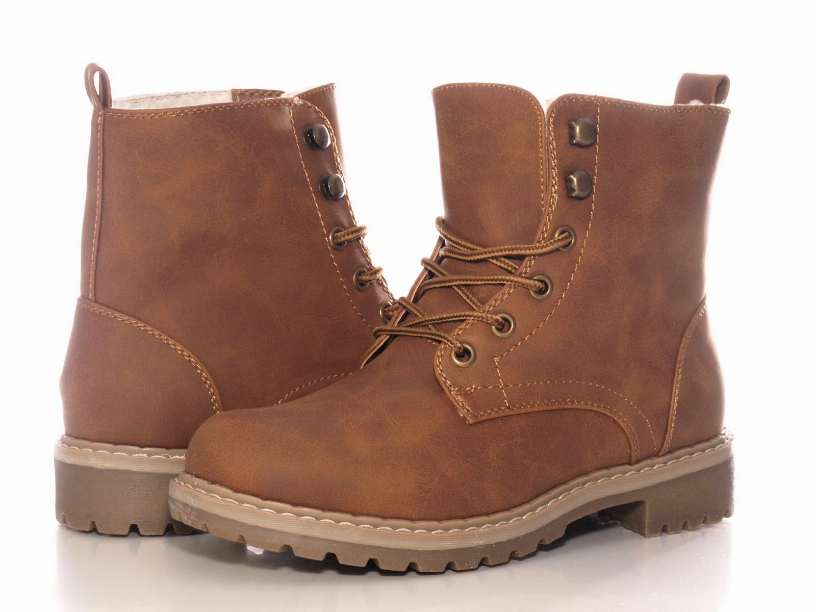 Soft Moc Ankle Boots Damen Stiefeletten Schnrr Boots Outdoor Winterboots warm gefttert Brown # 607