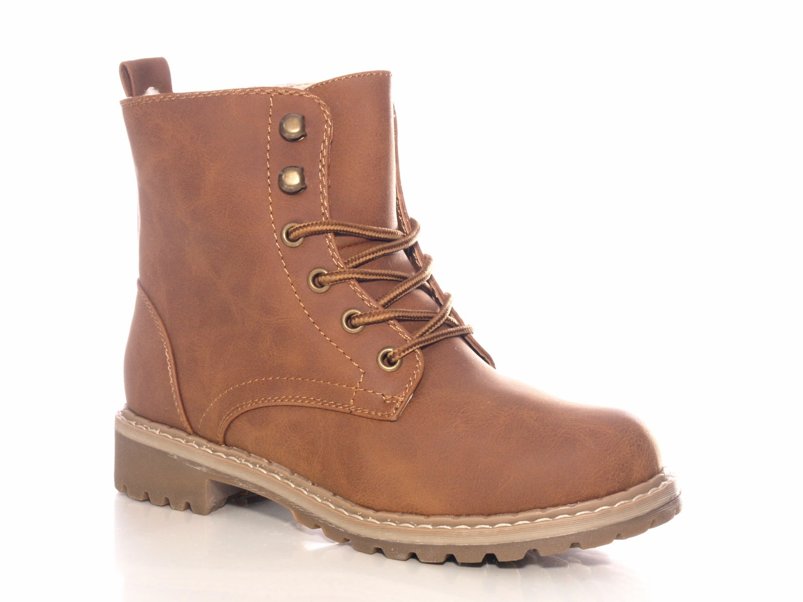 Damen Stiefeletten Schnrr Boots Outdoor Winterboots warm gefttert Brown # 607 Wetlook Jeans Ankle Boots