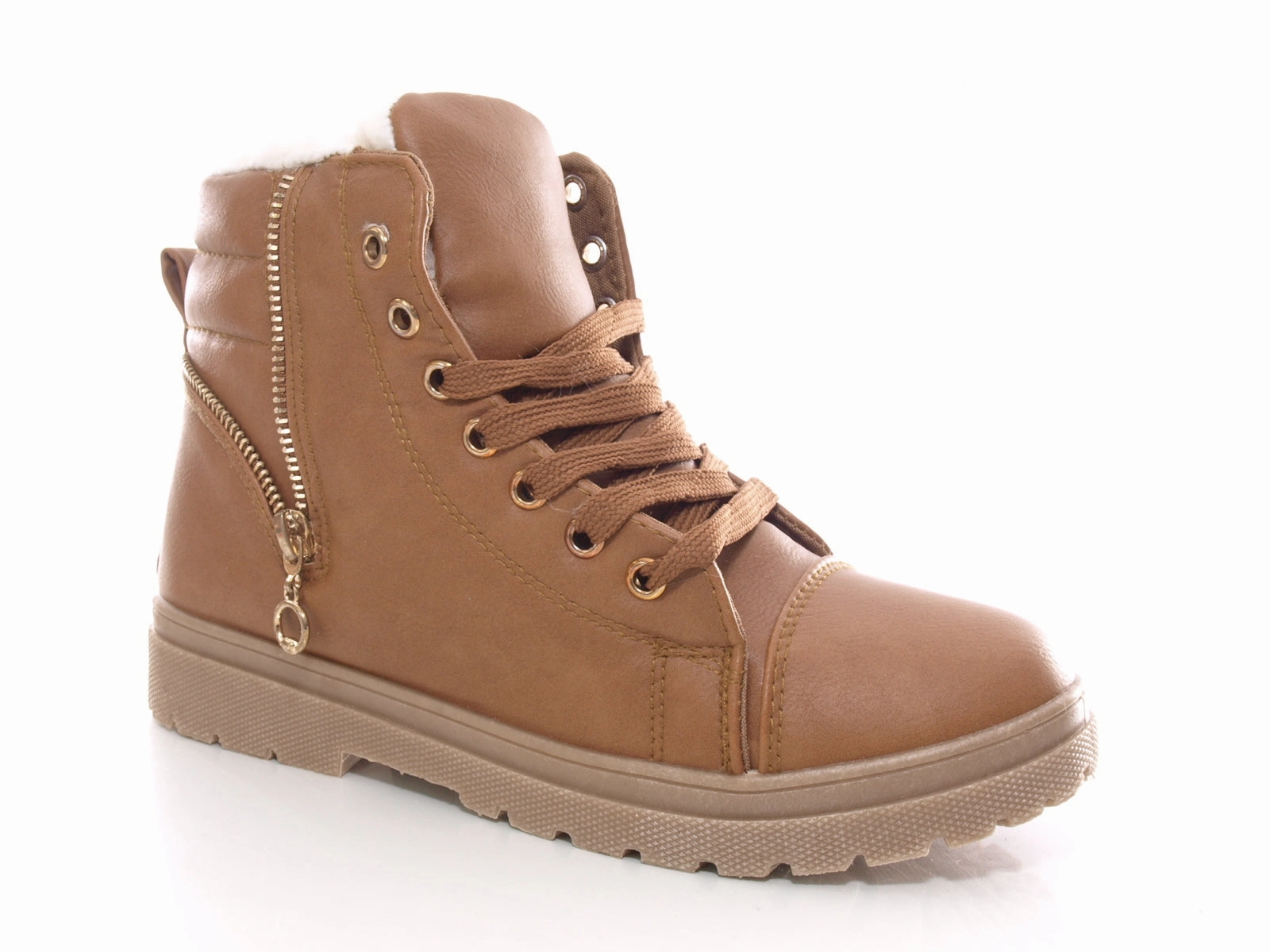 Damen Stiefeletten Schnrr Boots Outdoor Winterboots warm gefttert Camel # 72 Sicherheitsschuhe Sportlich S3