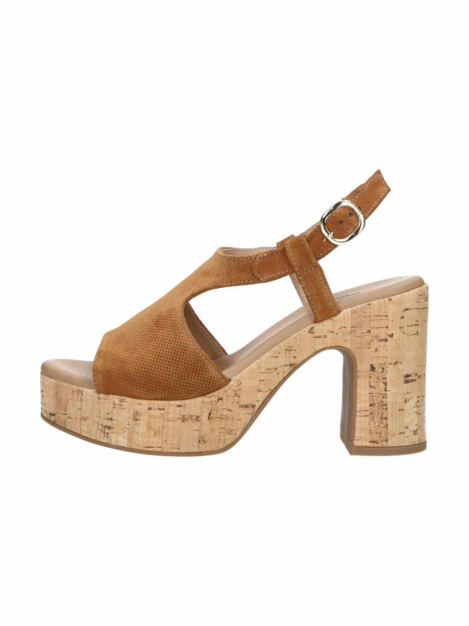 E513621D Velour Tabacco Velour Tabacco Pu.Marsala P17697 Ri Sandalen Mit Pompons