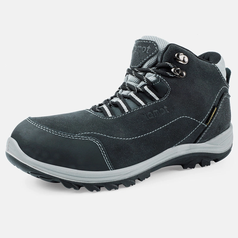 riemot Wasserdichte Damen Wanderschuhe Grau Leichte Outdoor-Stiefel frs Camping Leinwand High Heels