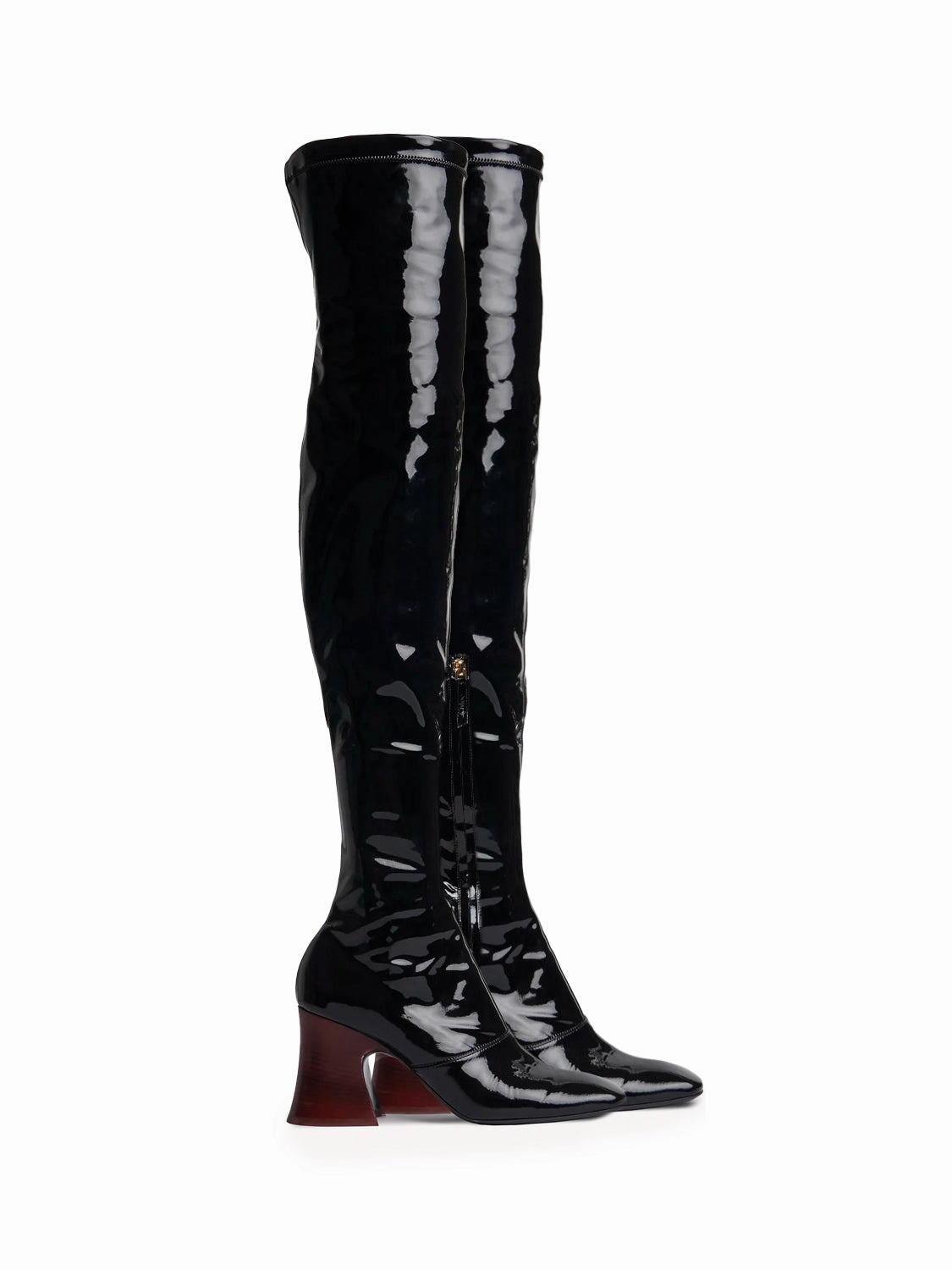 Overknees-Stiefel - Schwarz Plateau Stiefel Mit Fell