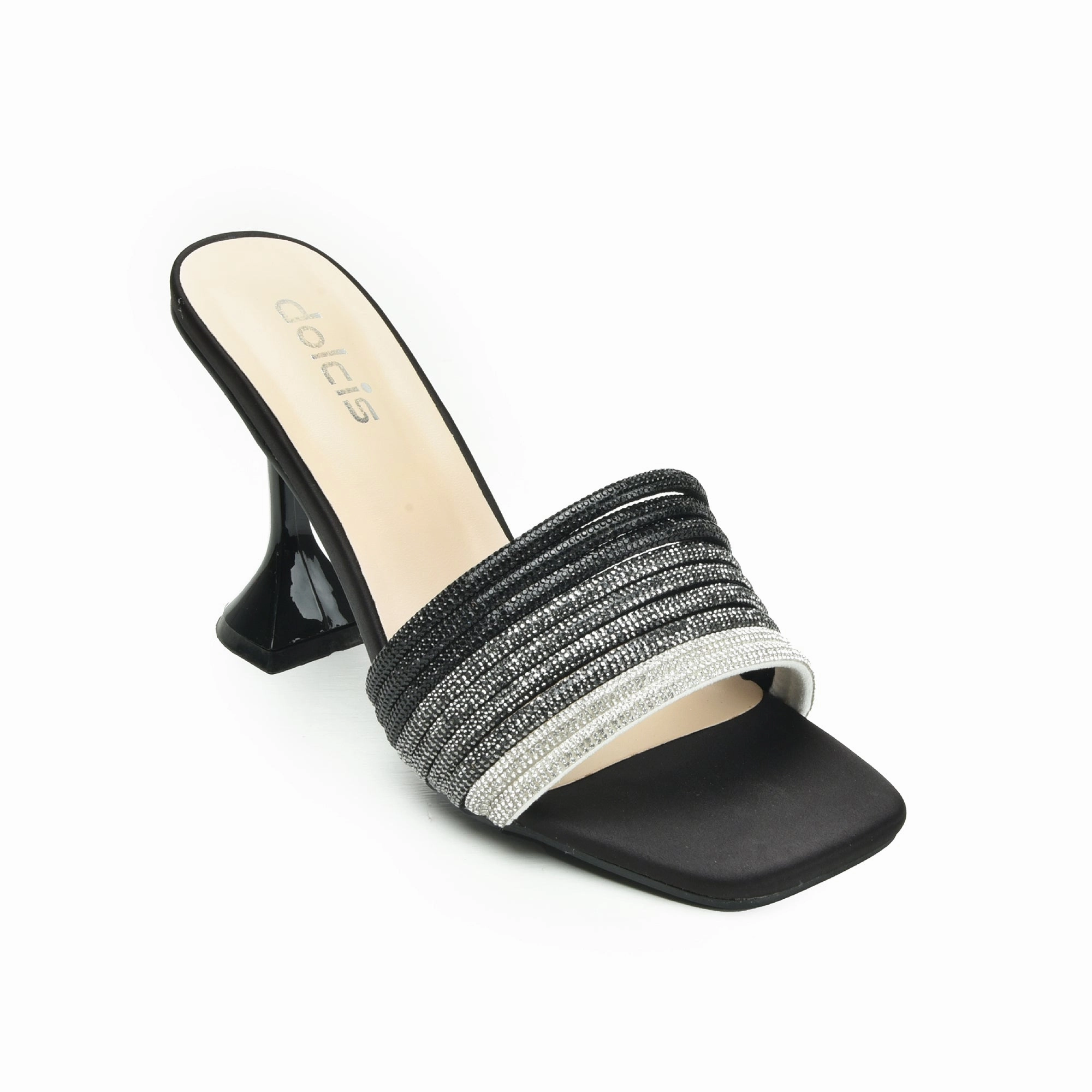 Stahl Heels Elegant Black Beaded High Heel Sandals | 598K-C