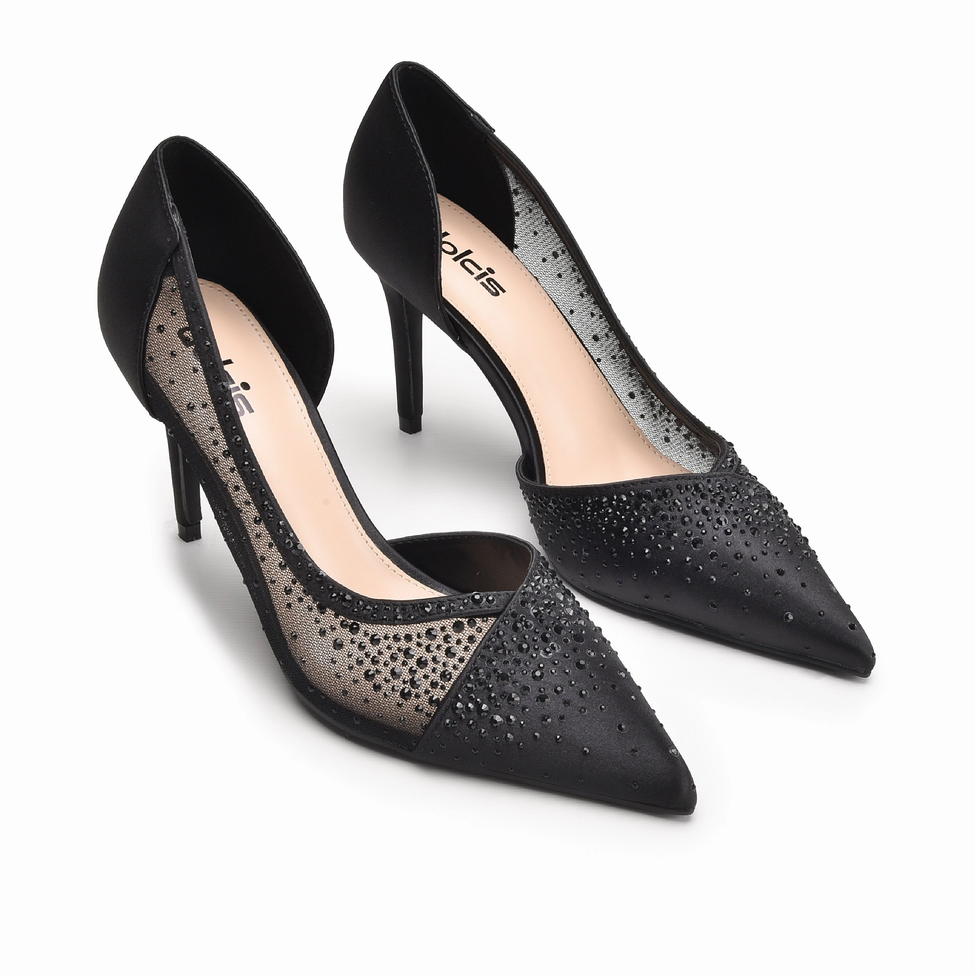 High Heels Größer Kaufen Elegant Black Rhinestone High Heel Pumps | 431N-C
