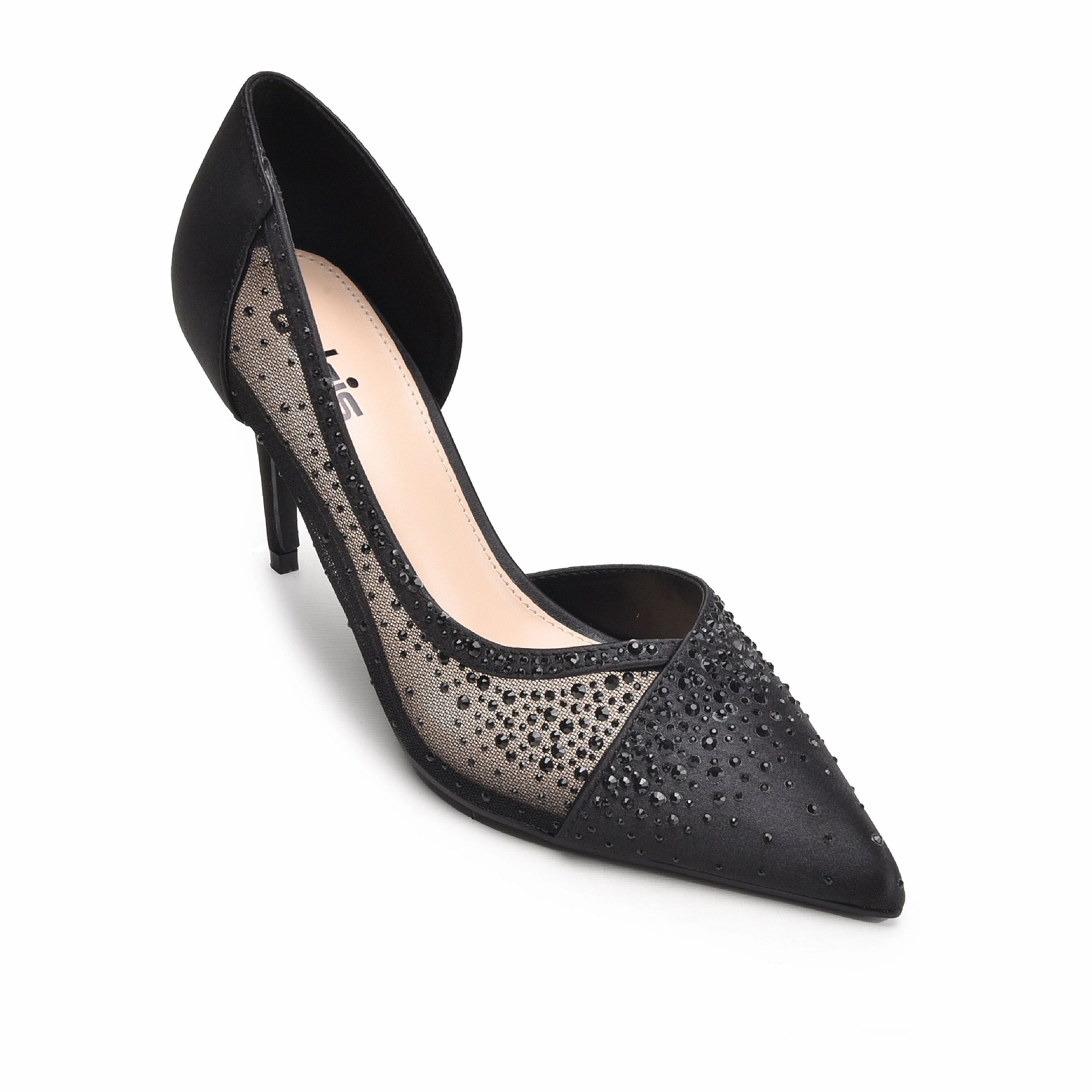 Elegant Black Rhinestone High Heel Pumps | 431N-C High Heels Mit Socken Tragen