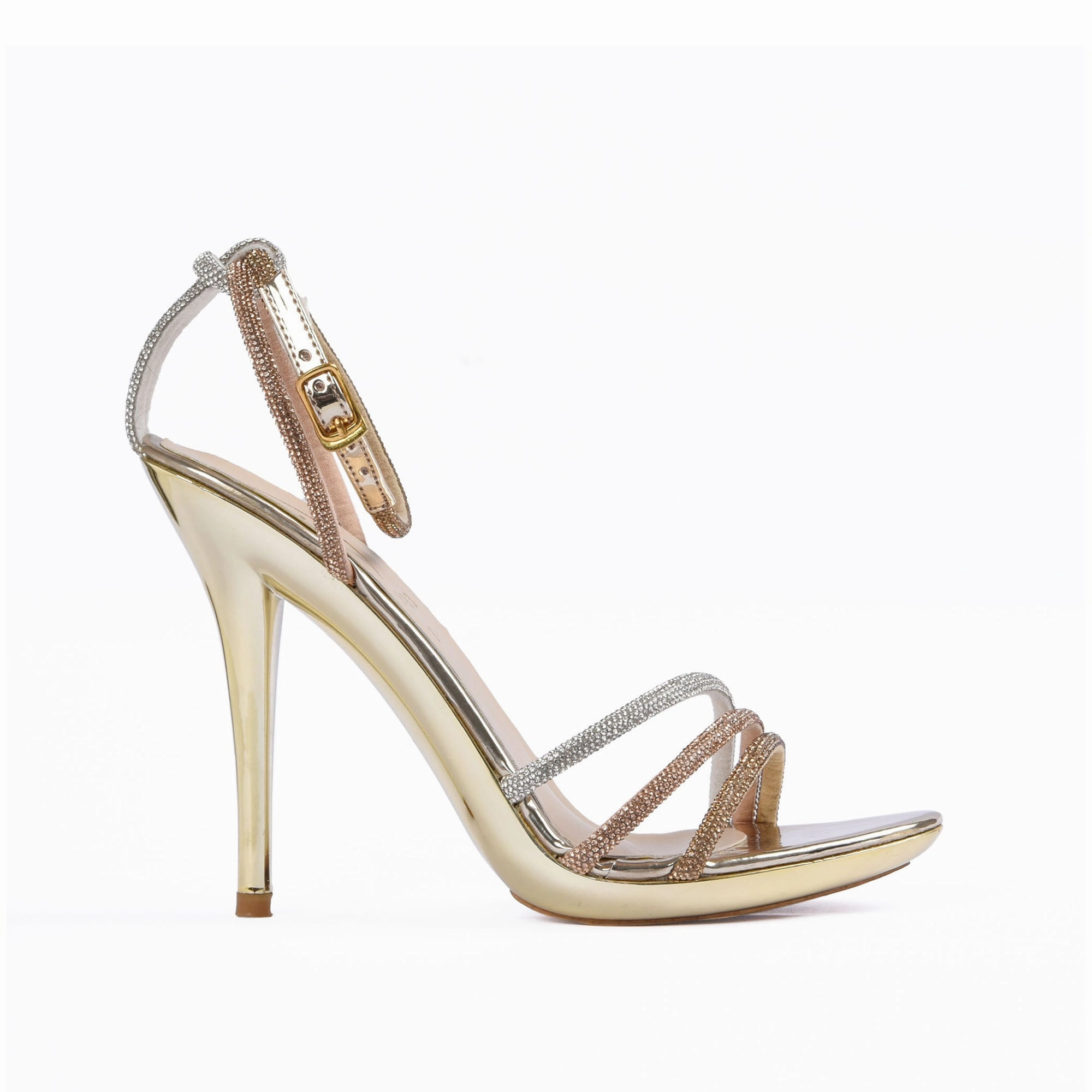High Heels With Straps Elegant Gold Strappy High Heels with Ankle Strap | 240D-XT Dolcis