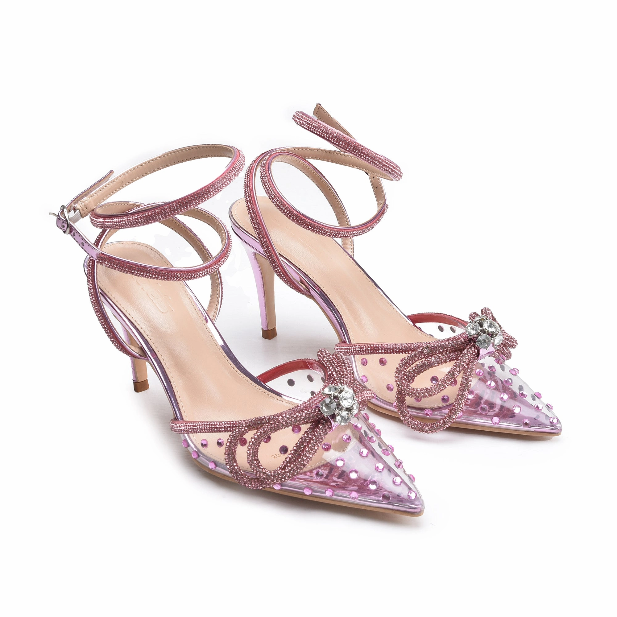Elegant Pink Strappy High Heel Sandals | 422M-P High Heels 1920s