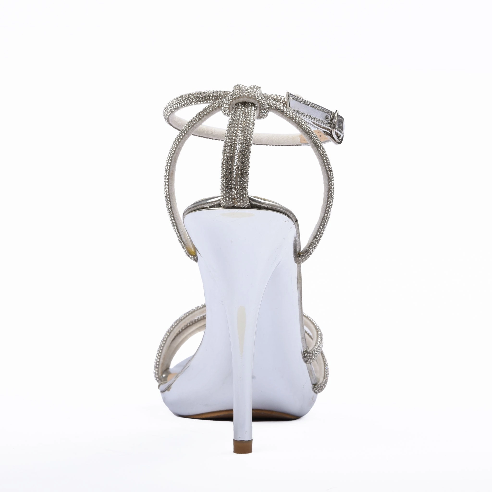 High Heels Zalando Elegant Silver Strappy High Heels with Ankle Strap | 240D-S Dolcis