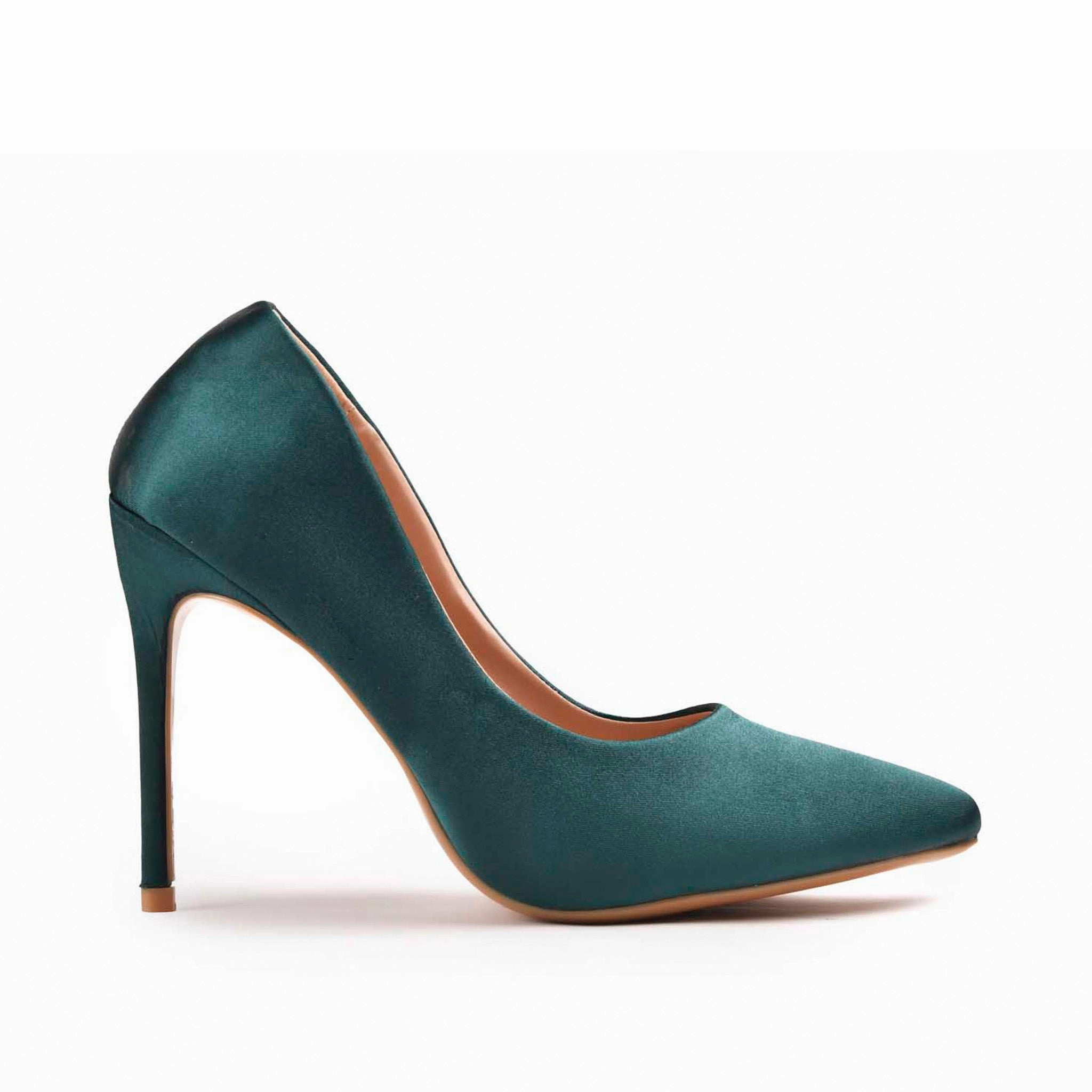 Prosthetic High Heels Elegant Teal Satin High Heel Pumps | 471M-K