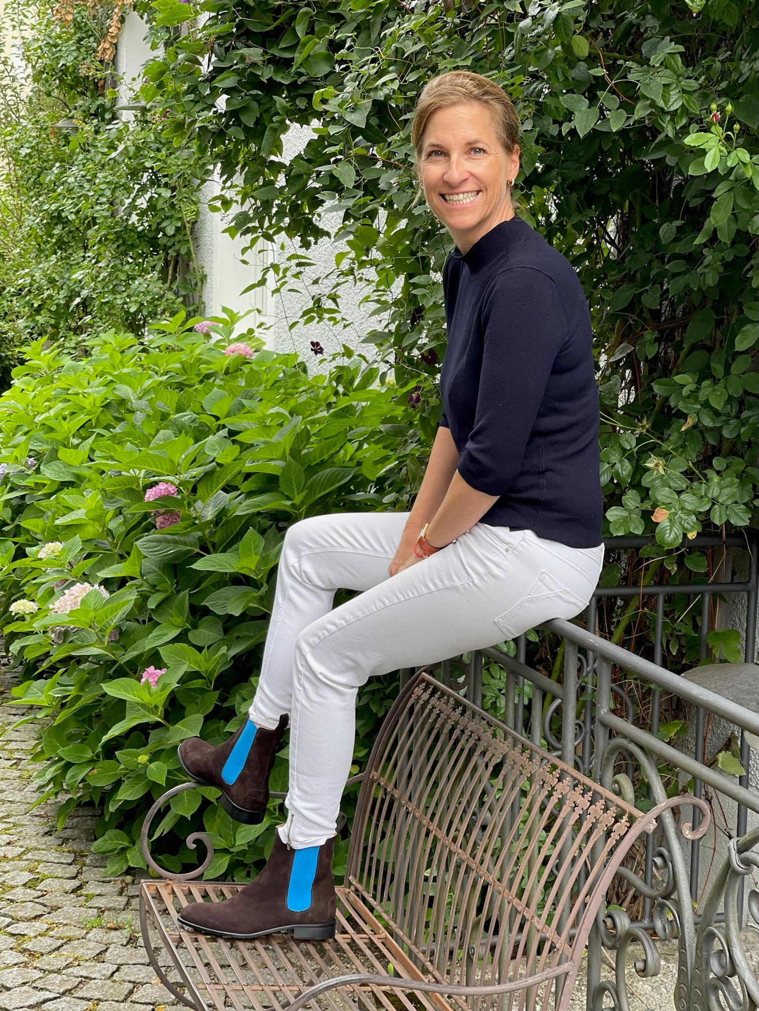 Chelsea Boots Style Kastanie - Blitzblau