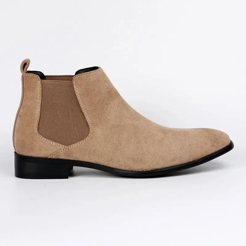 Elegante Chelsea Boots Beige fr Stilbewusste Stiefel Mit Weiten Schaft
