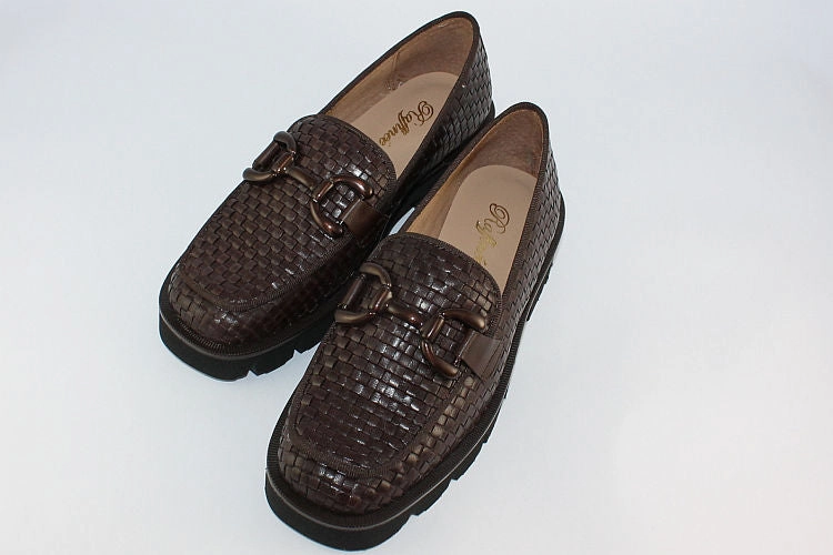 Street Loafers 'Alba' Chocolate Woven Leather Loafer