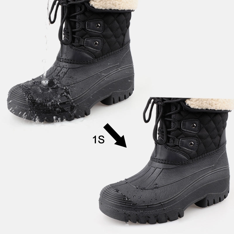 Knixmax Schwarze Damen Schneestiefel mit warmem Futter, wasserdichtem Obermaterial und rutschfester Sohle Winterstiefel Ixs Stiefel