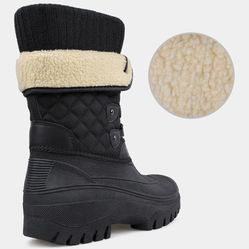Stiefel Xl Schaft Knixmax Schwarze Damen Schneestiefel mit warmem Futter, wasserdichtem Obermaterial und rutschfester Sohle Winterstiefel