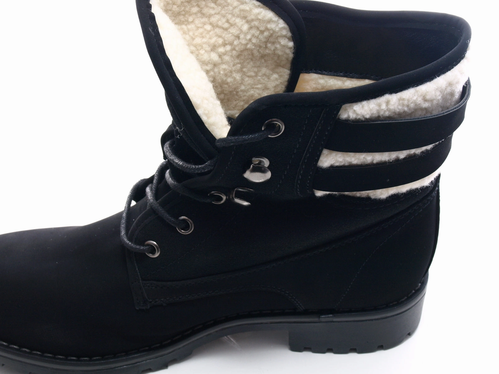 Ankle Boots Mit Sohle Damen Stiefeletten Outdoor Winterboots Warm gefttert Black # 446
