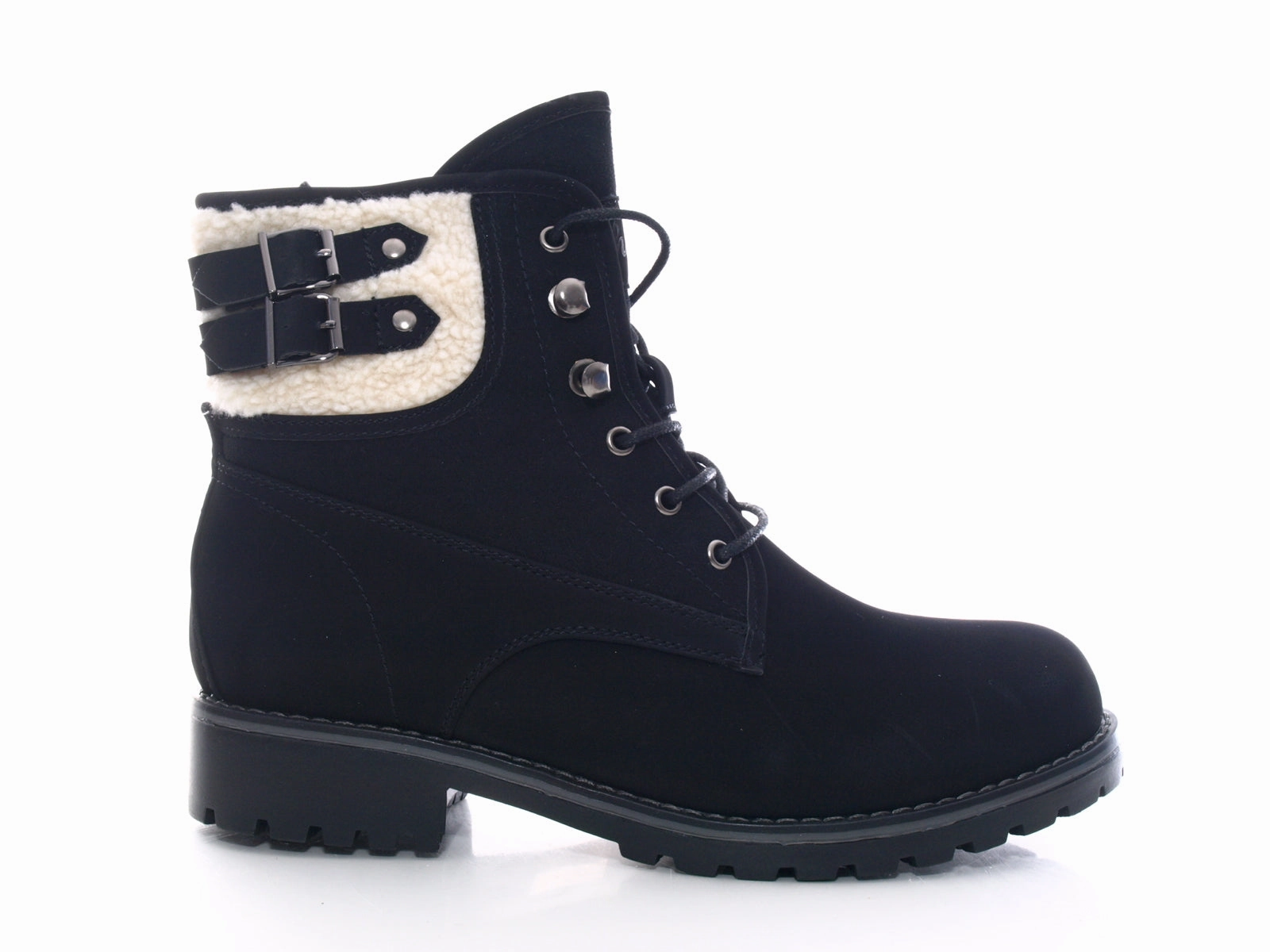 Flat Stretch Ankle Boots Damen Stiefeletten Outdoor Winterboots Warm gefttert Black # 446
