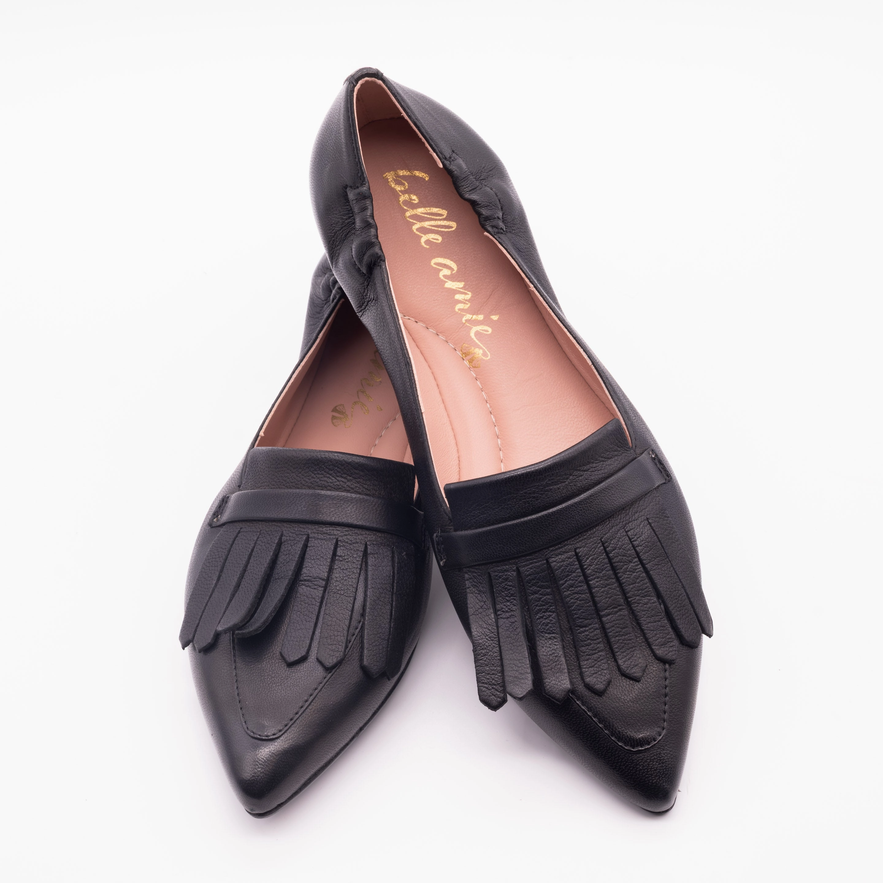 White Sole Ballerina Glattleder Schwarz