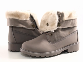 Fashion World Ankle Boots Damen Stiefeletten Biker Boots Outdoor Winterboots warm gefttert Grey # 6209