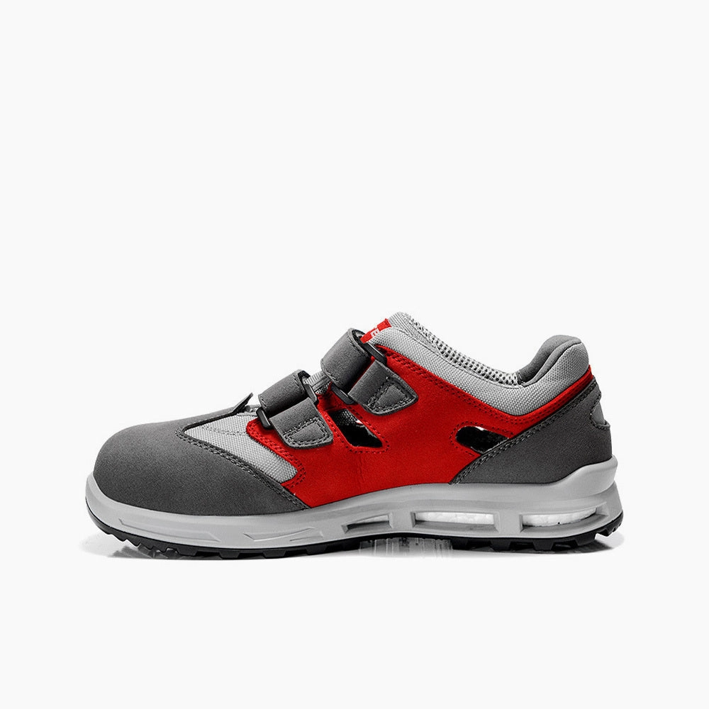Composite Toe Sicherheitsschuhe ELTEN 719820 Sicherheitssandale TRAVIS XXT grey-red Easy ESD S1 WELLMAXX Schuh mit Klettverschluss