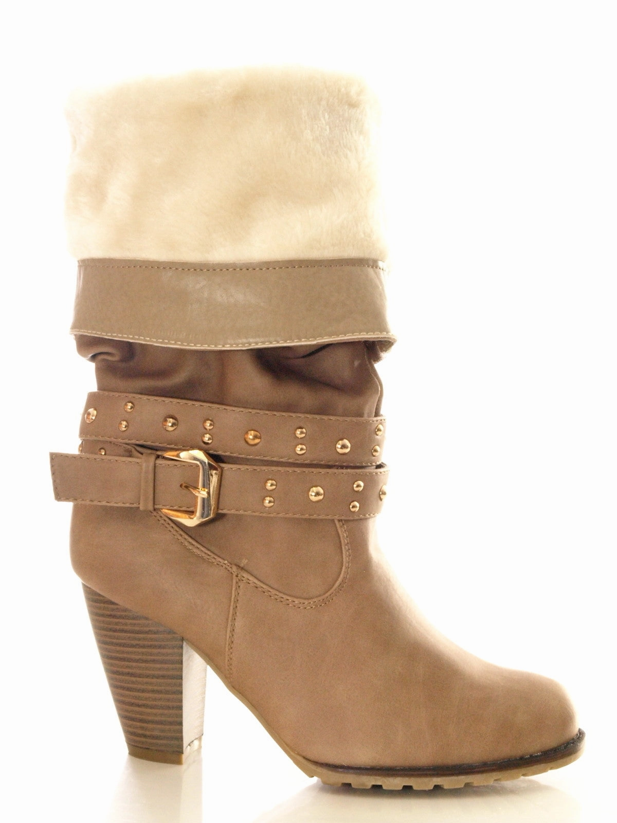 Damen Stiefel Winterstiefel warm gefttert Khaki # 032 Stiefel Schlicht