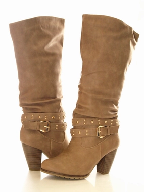 Sporen Am Stiefel Befestigen Damen Stiefel Winterstiefel warm gefttert Khaki # 032