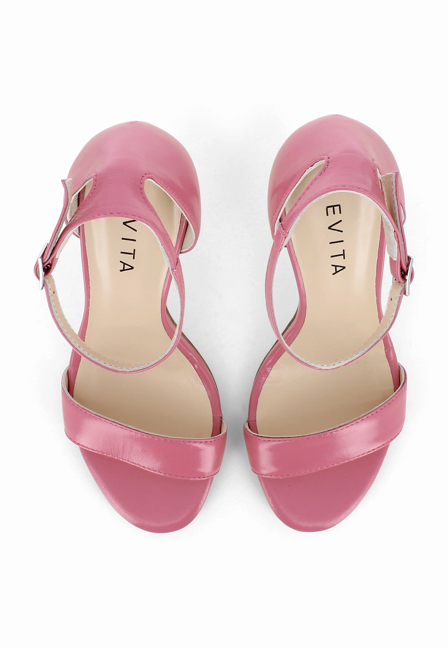 EVA Damen Sandalette  -  Glanzleder Pink High Heels With Lock